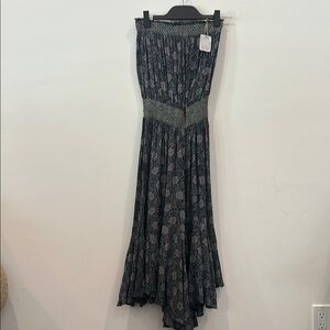 Free People Black and Gray Floral Jumpsuit